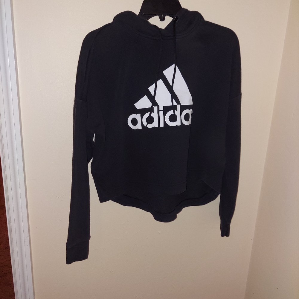 Adidas cropped black hoodie